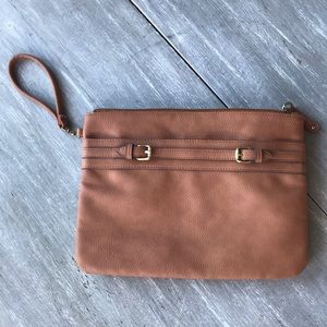 Merona Oversized Tan Pleather Clutch
